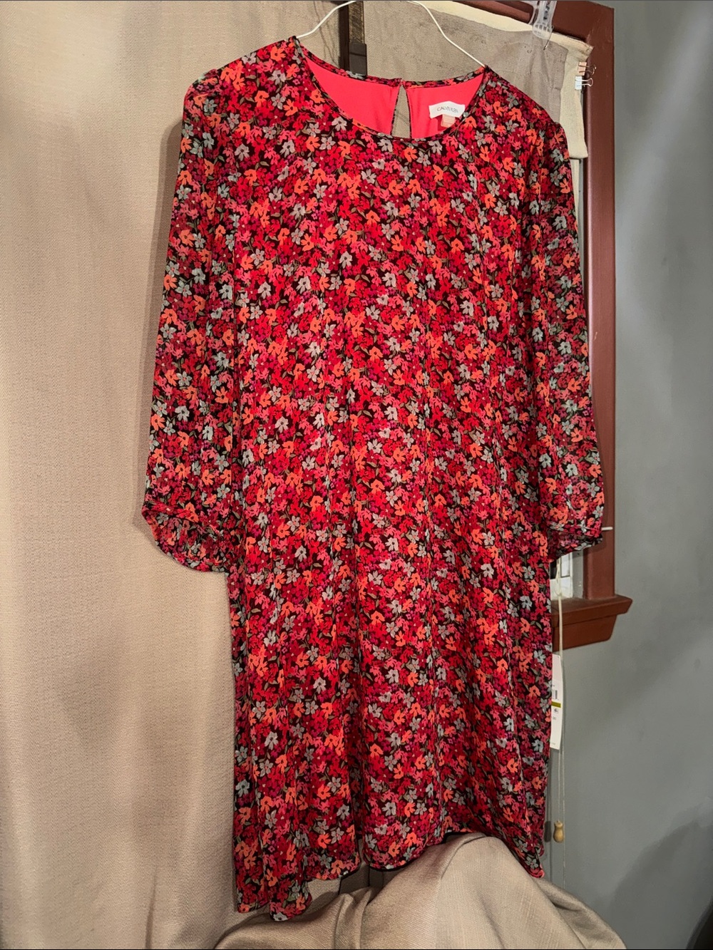 Calvin Klein Red Floral Print Dress-June 1
